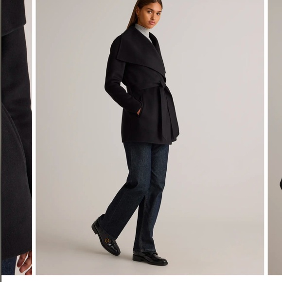 Quince - Double-Faced Merino Wool Draped Collar Short Wrap Coat small - Picture 2 of 6